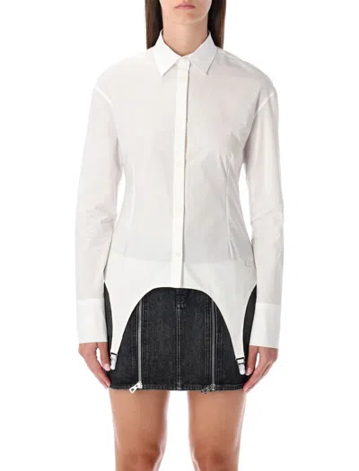 Jean Paul Gaultier Collared Long Sleeve Shirt With Unique Hem In White