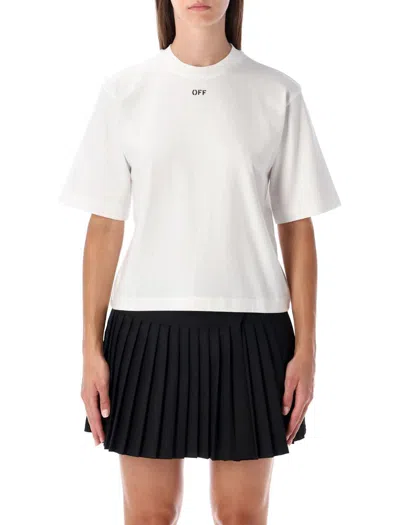Off-white Embroidered Flowers Boxy Logo Tee In White