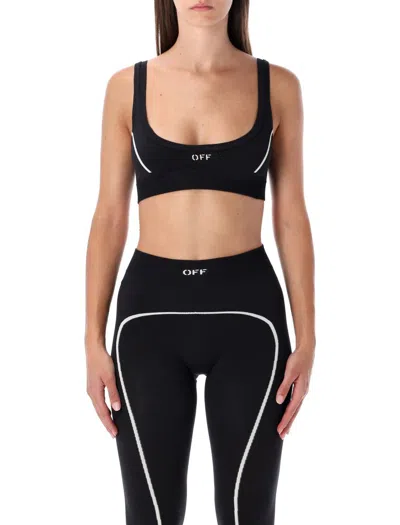 Off-white Stripe-detail Ribbed Top In Black