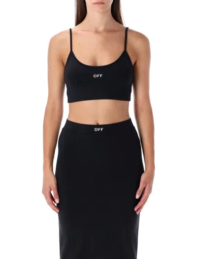 Off-white Stylish Cropped Spaghetti Strap Top In Black