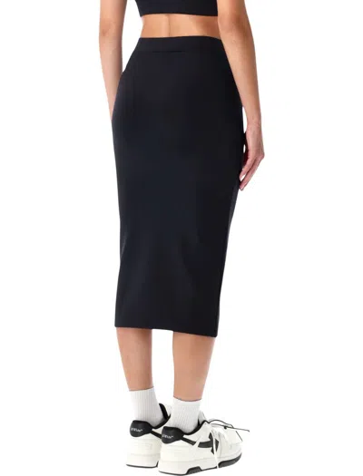 Off-white Comfortable Midi Skirt Elastic Waistband In Black