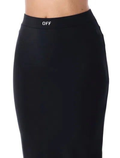 Off-white Comfortable Midi Skirt Elastic Waistband In Black