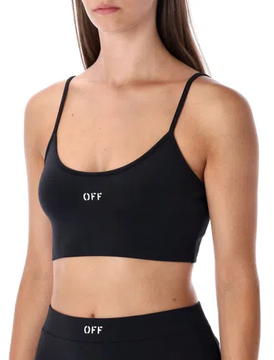 Off-white Stylish Cropped Spaghetti Strap Top In Black
