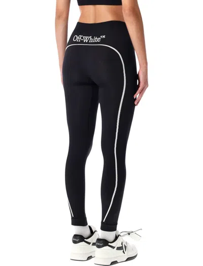 Off-white Piped Stretch Leggings Elastic Waistband In Black