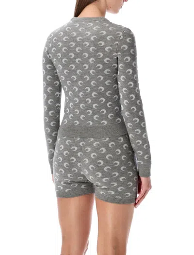 Marine Serre Moon Jacquard Sweater In Gray
