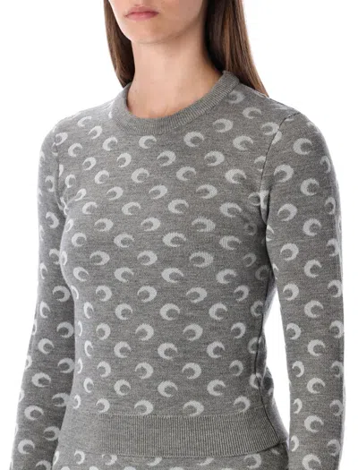 Marine Serre Moon Jacquard Sweater In Gray
