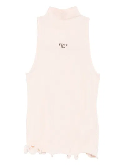 Fendi Cotton Top Finished With Ruffles In Multi