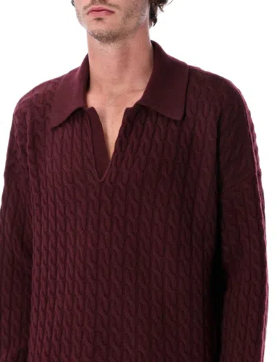 Ami Alexandre Mattiussi Ami Paris Cable Knit Polo In Animal Print