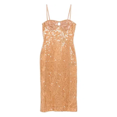 David Koma Midi Sequin Dress Featuring Shoulder Straps In Brown