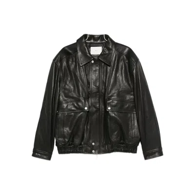 Dunst Black Jacket With Two Front Pockets And Distressed Effect In Leather Woman In Black