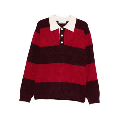 Dunst Striped Polo-neck Sweater In Multi