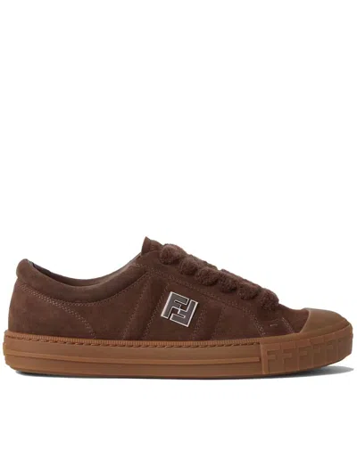 Fendi Domino Trainers In Brown