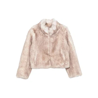 Thelaurent Faux-fur Cropped Jacket In Neutral