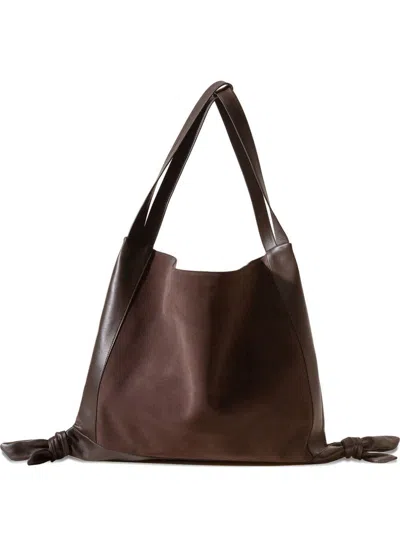 Hereu Knotted-detail Leather Shoulder Bag In Brown