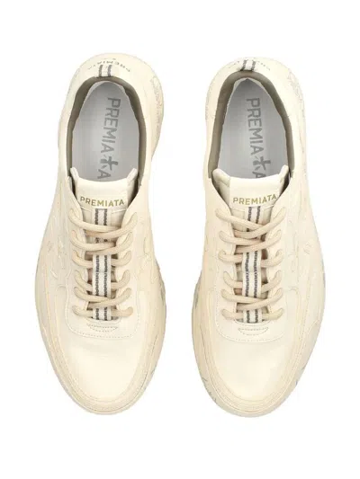 Premiata Low-top Sneakers With Distinctive Logo And Rubber Sole In White