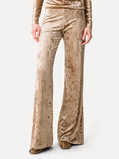 Forte Forte Iridescent Stretch Velvet High-waisted Trousers In Gold