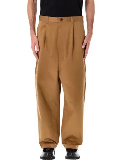 Junya Watanabe Pleated Front Chino Trousers And Pockets In Brown