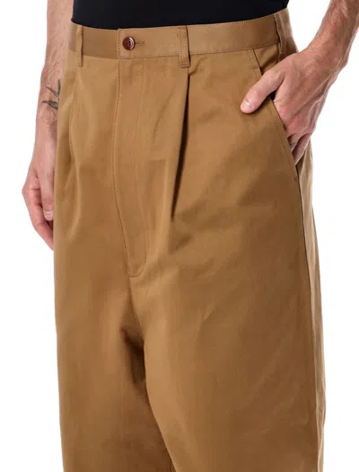 Junya Watanabe Pleated Front Chino Trousers And Pockets In Brown