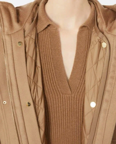 Max Mara Long Wool Broadcloth Parka In Multi