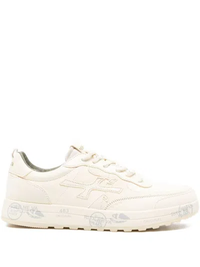 Premiata Nous 7733 Logo-stamped Leather Sneakers In Neutral
