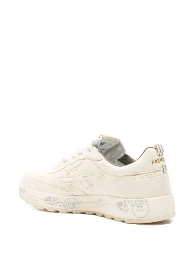 Premiata Nous 7733 Logo-stamped Leather Sneakers In Neutral