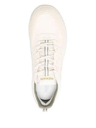 Premiata Nous 7733 Logo-stamped Leather Sneakers In Neutral