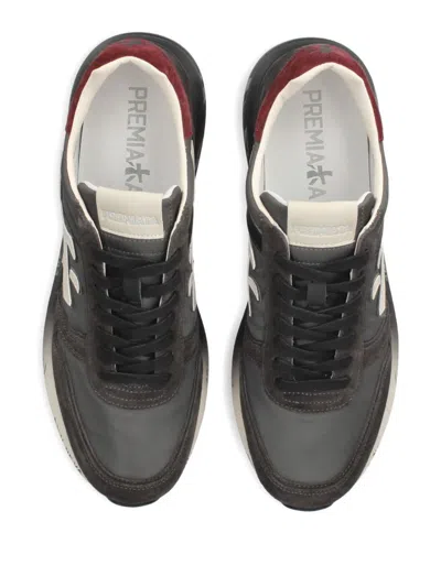 Premiata Casual Low Top Sneakers With Suede Accents In Brown