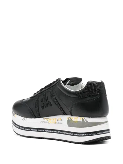 Premiata Beth Sneakers In Fabric And Black Leather In Black