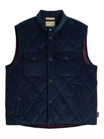 Woolrich Quilted Corduroy Jacket With Stand Collar In Blue