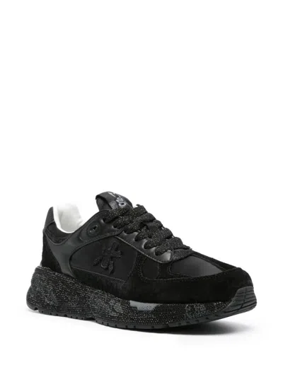 Premiata Casual Low Top Sneakers With Fabric Upper In Black