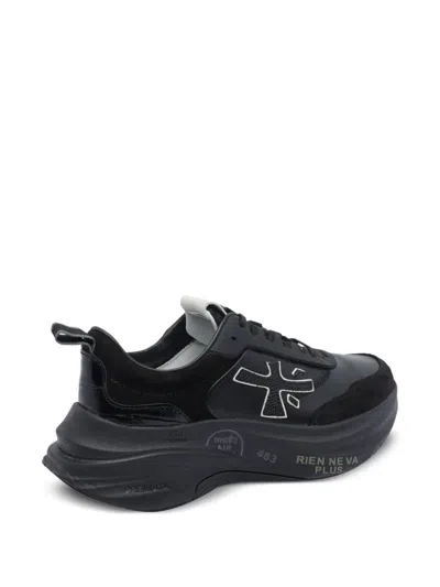 Premiata Sole Black Lace-up Sneakers With Distinctive Logo In Black