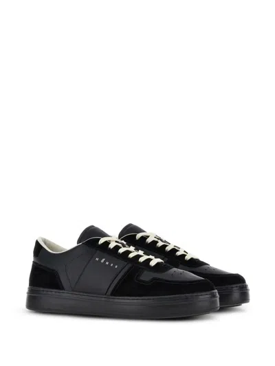 Hogan H-tv Smooth And Suede Leather Sneakers Shoes In Black