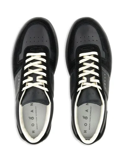 Hogan H-tv Smooth And Suede Leather Sneakers Shoes In Black