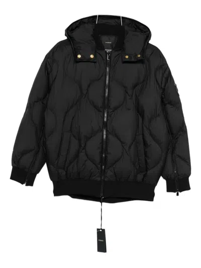 Pinko Quilted Hooded Jacket In Black