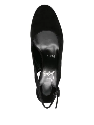 Christian Louboutin Block Heel Sandals Round Toe In Black