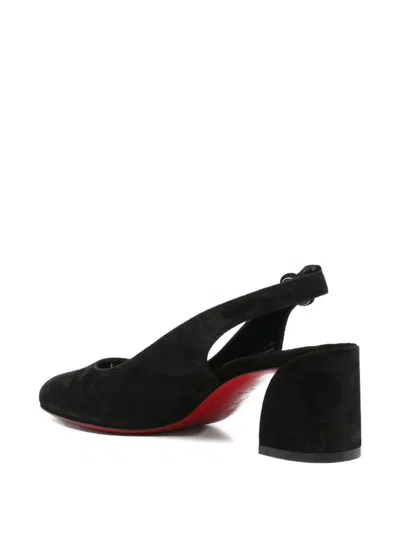 Christian Louboutin Block Heel Sandals Round Toe In Black
