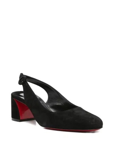 Christian Louboutin Block Heel Sandals Round Toe In Black