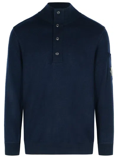 C.p. Company Grs Wool Blend Sweater With Arm Pocket In Blue