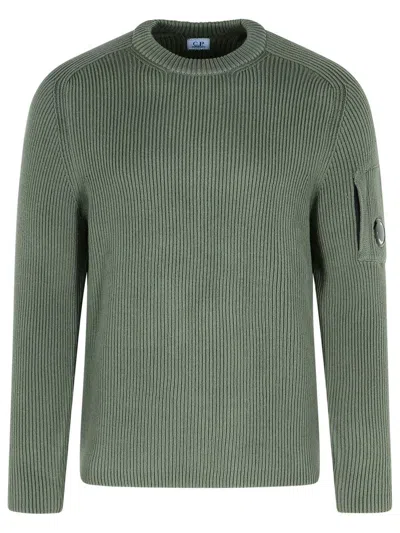C.p. Company 'full Rib' Grey Cotton Blend Sweater Men In Green