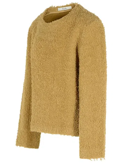 Séfr Textured Virgin Wool Sweater With Long Sleeves In Yellow