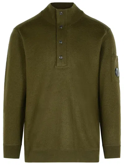 C.p. Company Wool Blend Sweater Arm Patch In Green