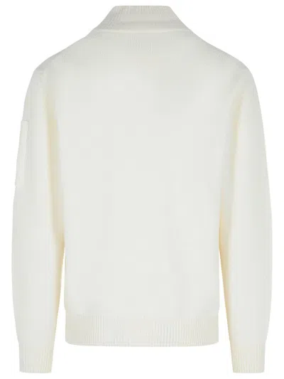 C.p. Company Wool Blend Sweater Front Pockets In White