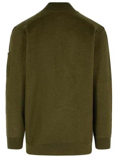 C.p. Company Wool Blend Sweater Arm Patch In Green