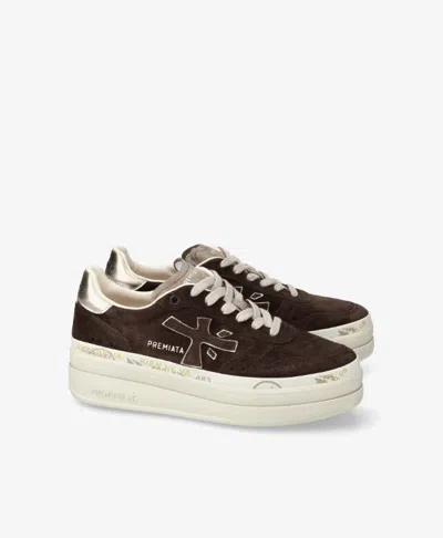 Premiata Suede Platform Sneakers In Brown