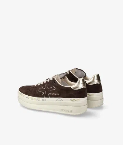 Premiata Suede Platform Sneakers In Brown