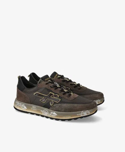 Premiata Modern Low Top Sneakers With Mesh Panels In Brown