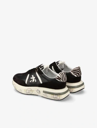 Premiata Leather And Suede Sneakers With Animalier Details In Black