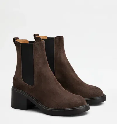 Tod's Gomma Suede Ankle Boots In Brown