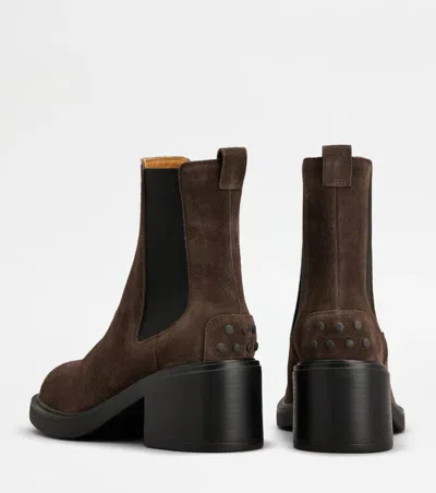 Tod's Gomma Suede Ankle Boots In Brown