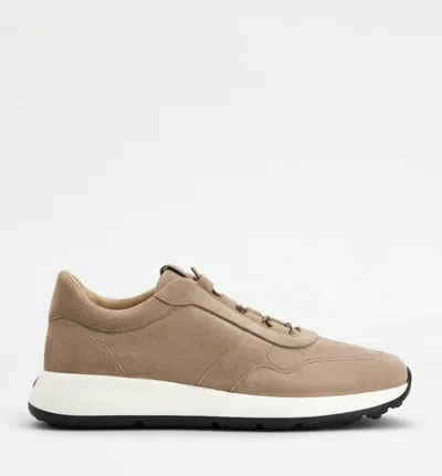 Tod's Round Toe Suede Finish Rubber Sole Sneakers In Animal Print